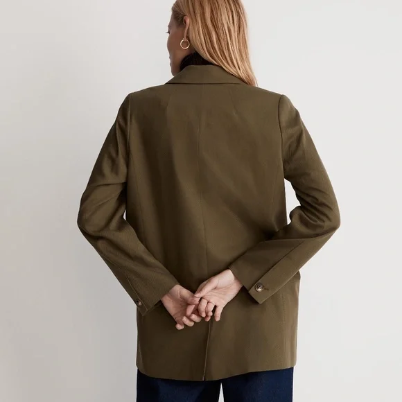 New MADEWELL Drapeweave Caldwell Double-Breasted Blazer in Kale